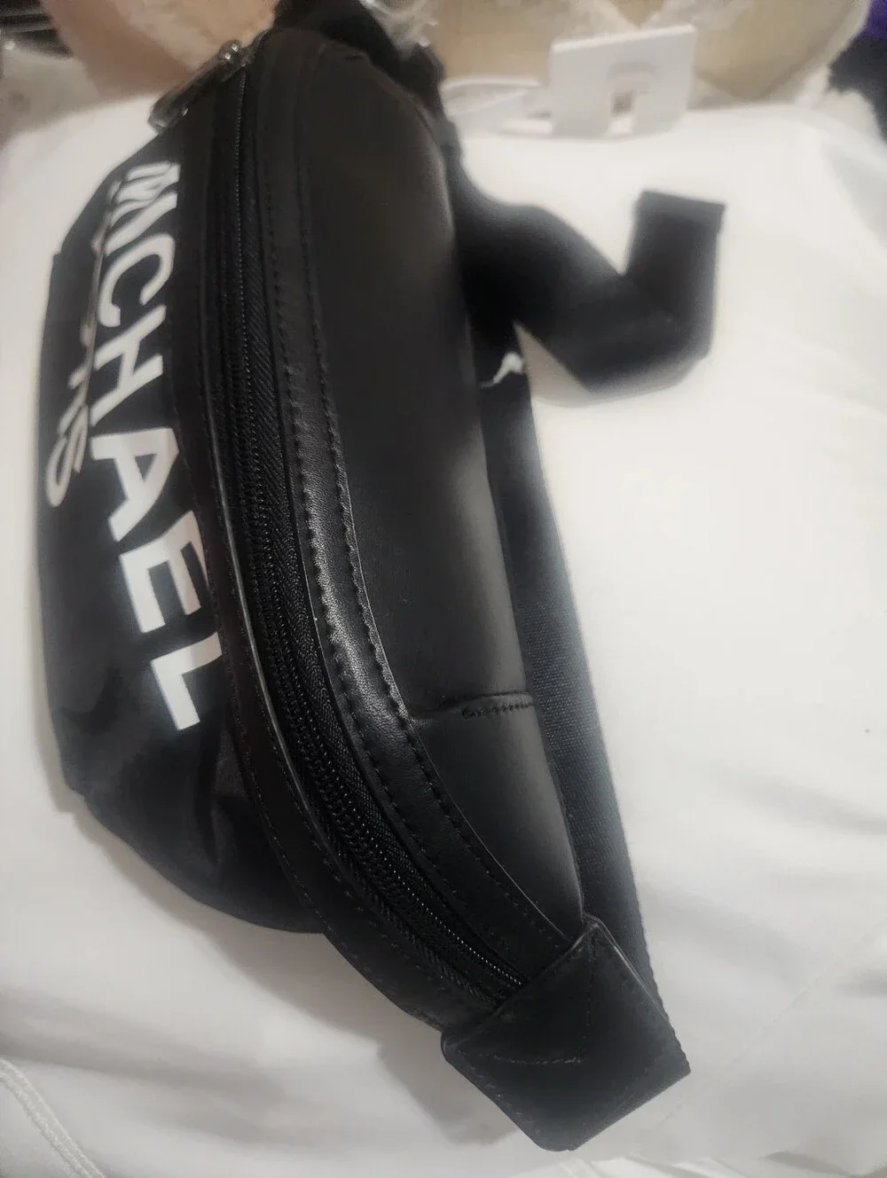 Michael Kors Black Logo Belt Bag with White Print